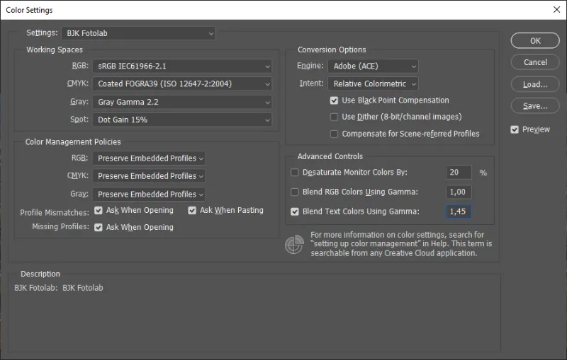 Nastavenie správy farieb v Photoshope